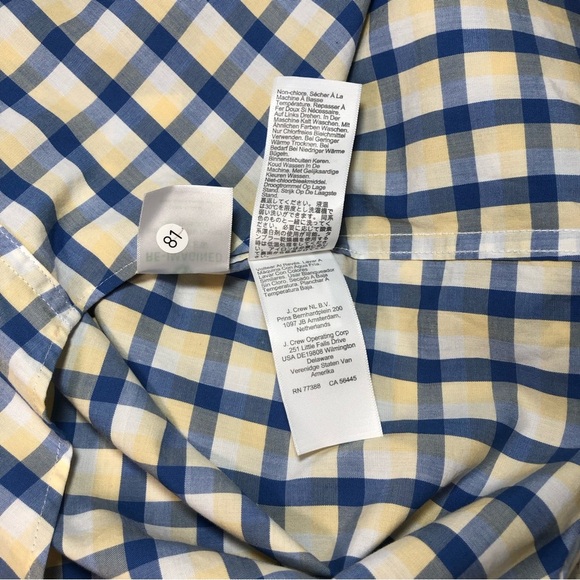 J. Crew Mens Button Up Long Sleeve Blue Yellow Plaid Slim Untucked Shirt Size S - Picture 11 of 12